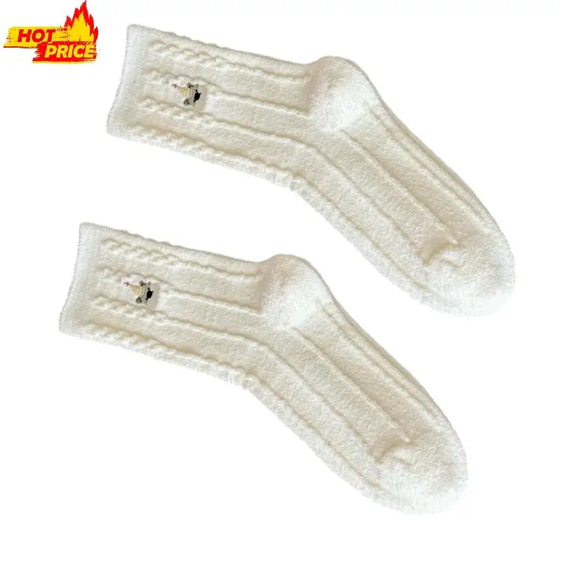 

Текстурированные носки до середины икры с снежной вышивкой, толстые удобные зимние женские носки из полиэстера