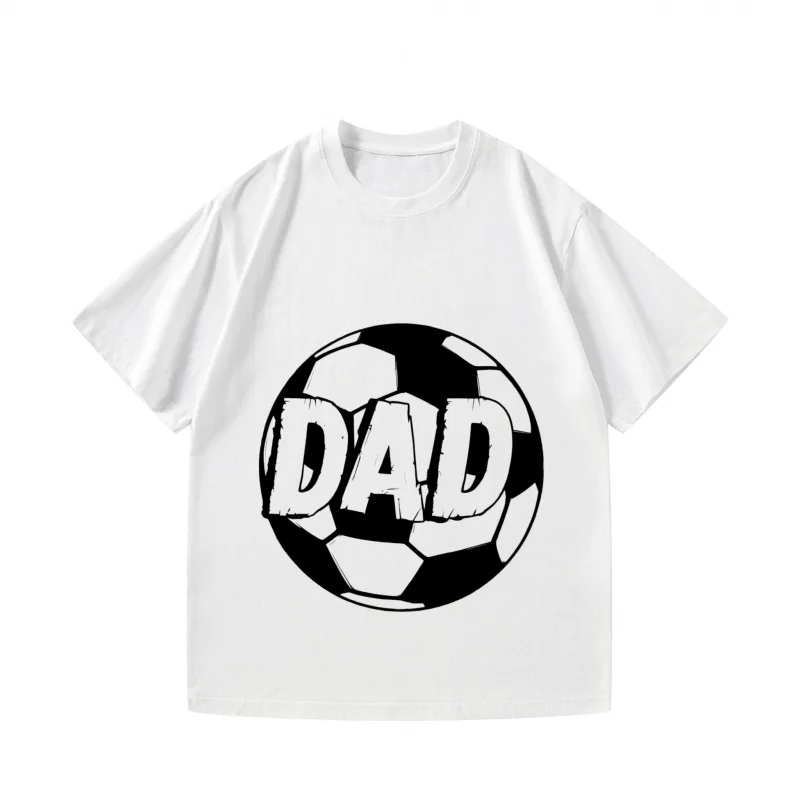 تي شيرت رجالي أسود لكرة القدم مطبوع عليه كرة القدم ملابس رياضية كاجوال كهدية لعيد الأب