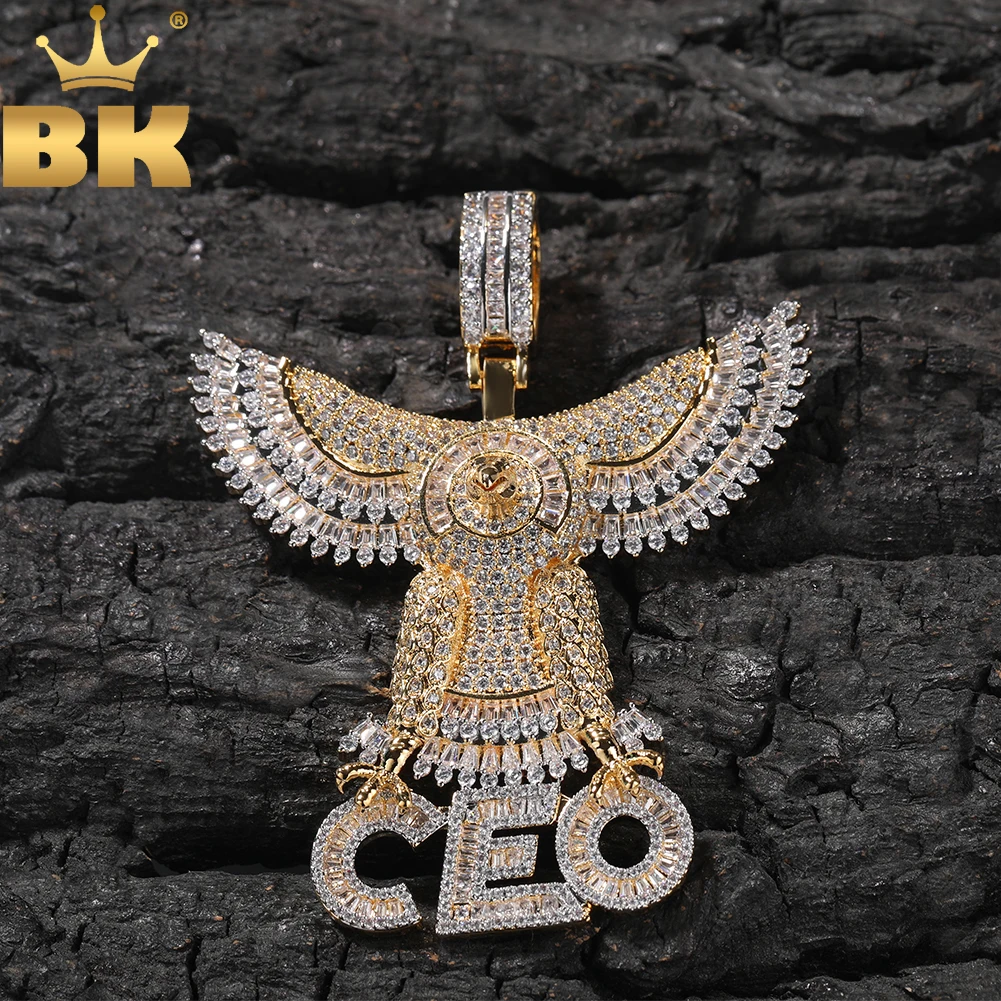 

THE BLING KING Big Eagle CEO Pendant Iced Out Baguettecz Cubic Zirconia Necklace Fashion Hiphop Jewelry Party Gift For Men