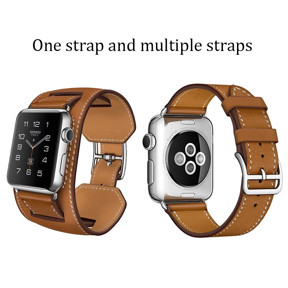 Strap for apple watch band 44mm 40mm 38MM 42mm Genuine leather wristband belt bracelet watchband iwatch serie 7 6 SE 5 4 3 Strap