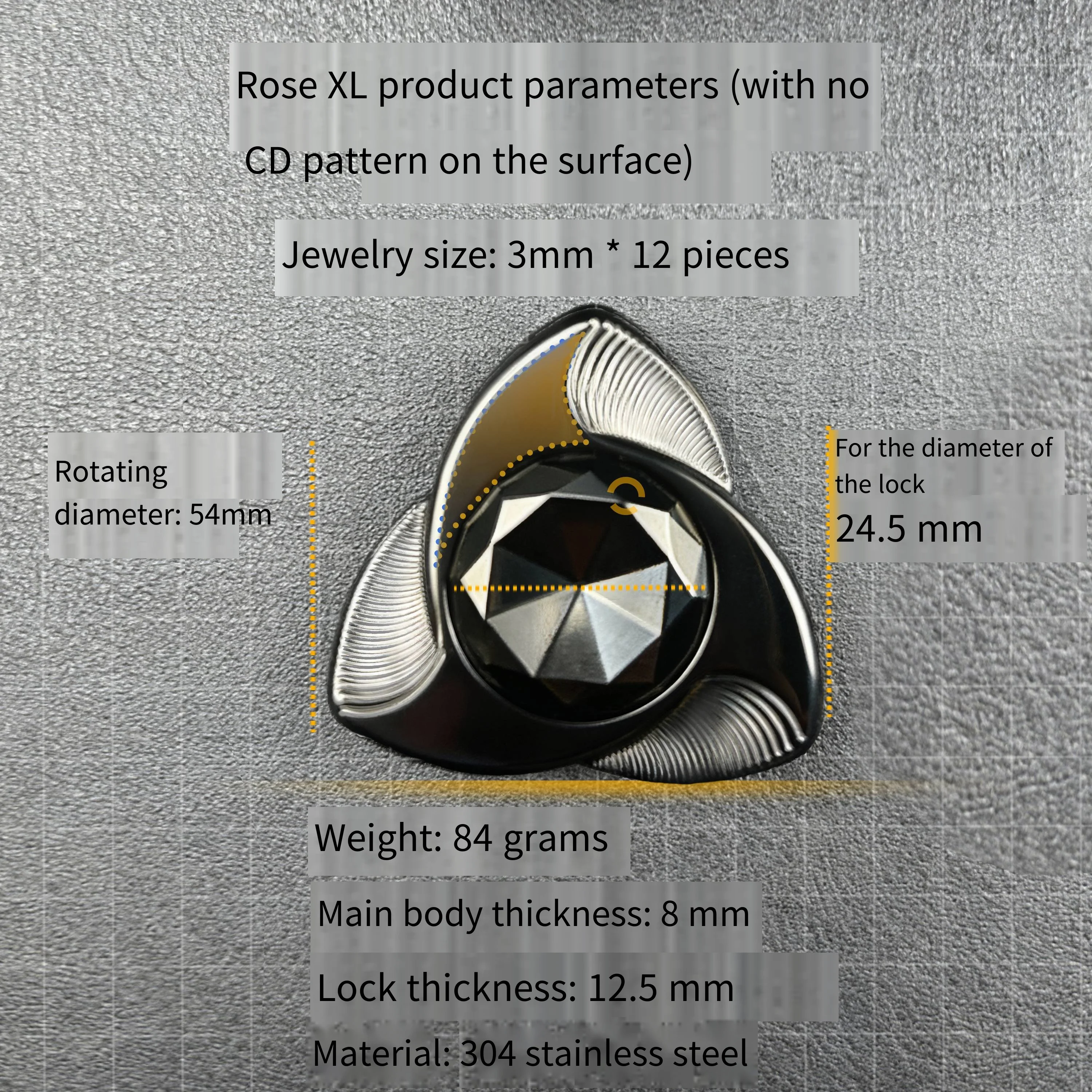 Foye EDC simple three-page fidget Spinner Rose M&XL Hand feel attack Speed type stainless steel CD texture stress-relieving toy