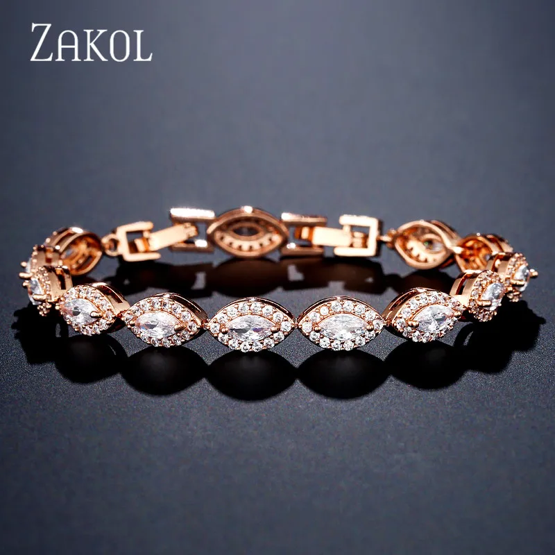 ZAKOL Delicate Zirconia Bracelets Bangle for Women Wedding Bridal Jewelry