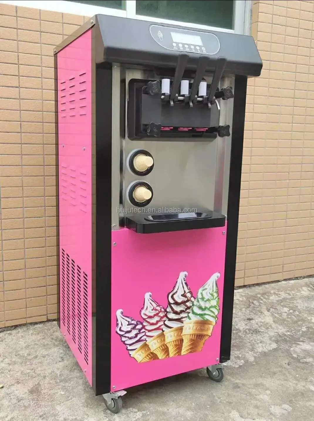 Factory Price 20L/H Commercial 2+1 Flavors Soft Serve Ice Cream Maker Machine Portable Colorful Bql Ice Cream Machine HJ-ICM20L