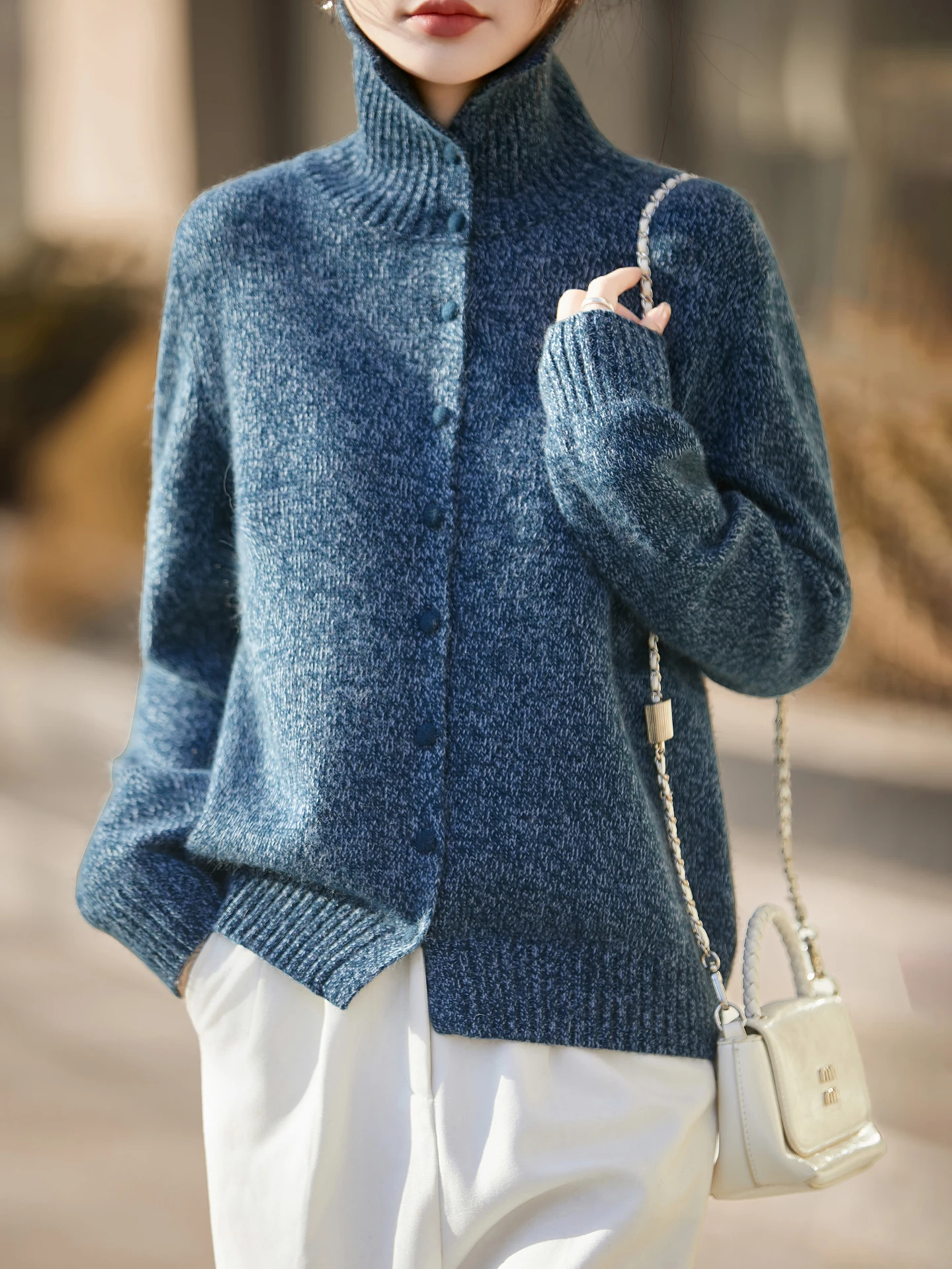 New Fashion Women's 30% Merino Wool Sweater Autumn Winter Knitwear Turtleneck Cardigan Lady Blouse Long Sleeve Clothes Soft Tops