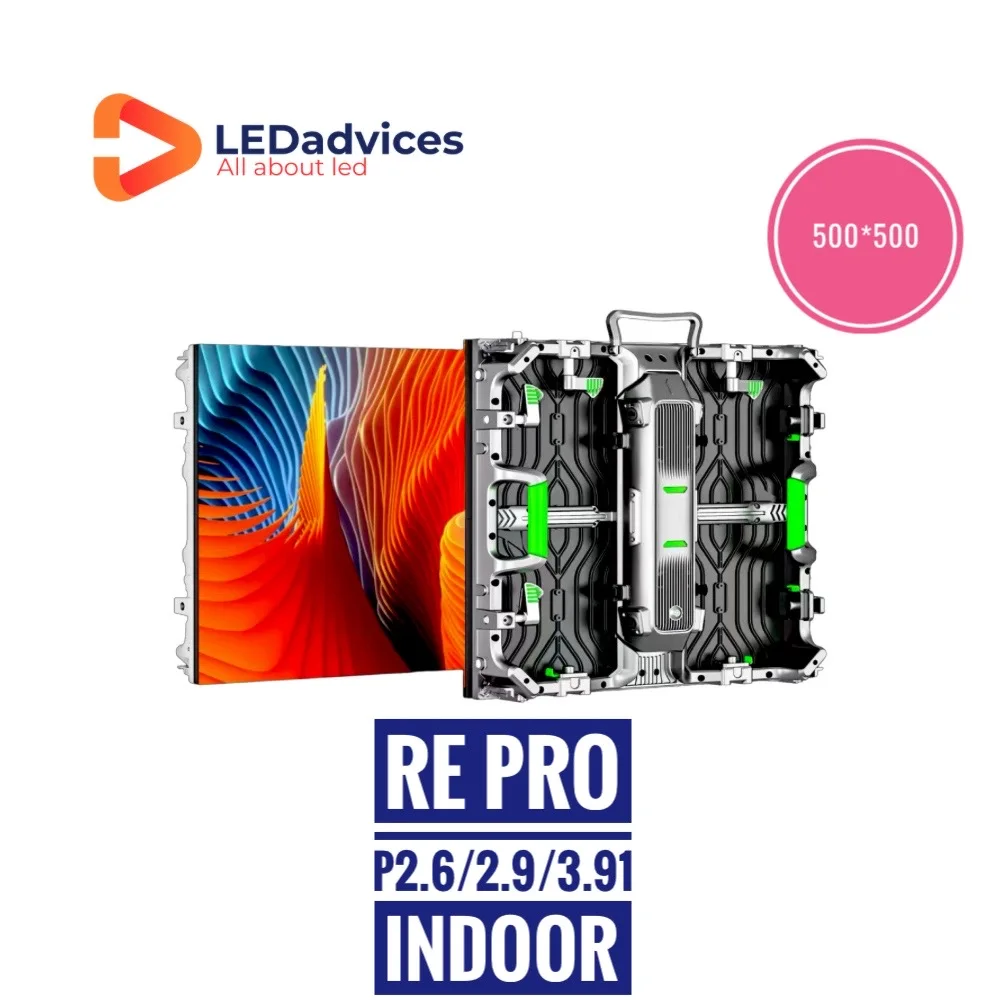 Re Pro P3.91 P2.9 P2.6 500*500จอ LED ติดผนังวิดีโอในร่มจอแสดงผลดิจิตอล3840Hz ติดตั้งคงที่ขายดี