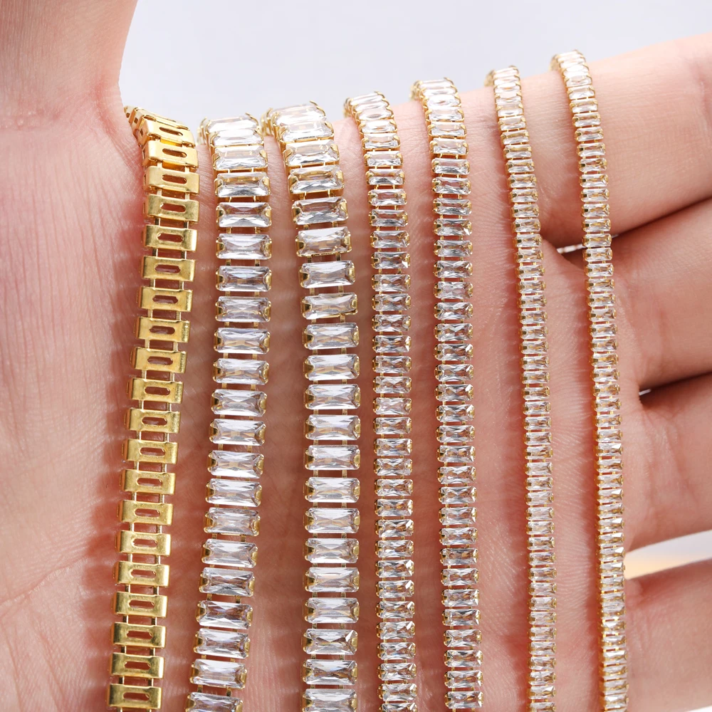 1 Yard 2x4mm Golden Base Zirconia Cup Chains Shoes Decoration Zircon Rhinestone Trims Jewelry Making Zircon Chains