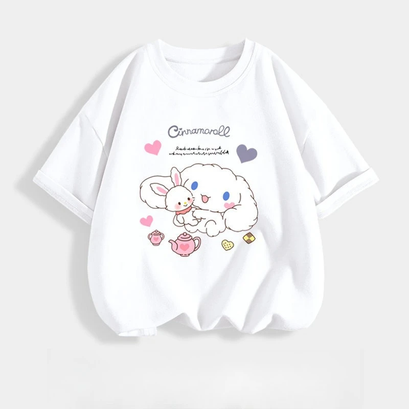 

Kids Cotton Cinnamoroll Short Sleeve Casual Top, Breathable Soft Cute Children's Summer Fashion Collection