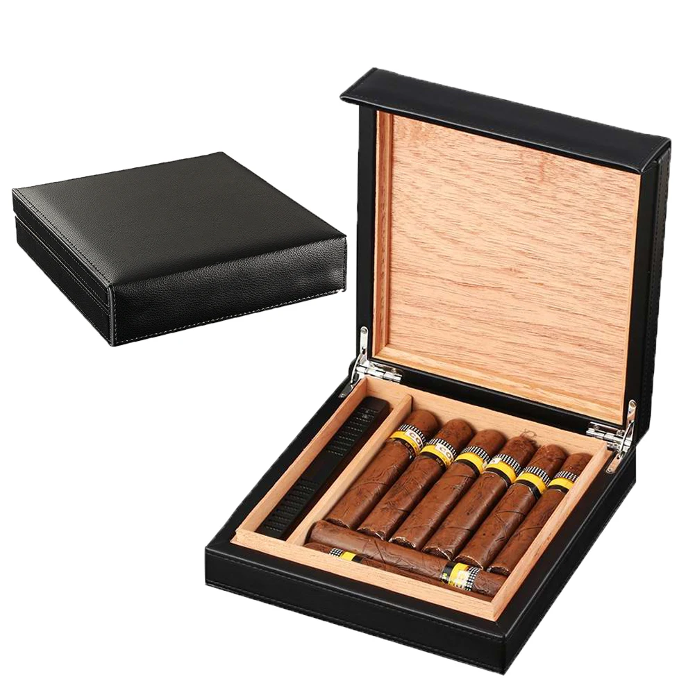 

GALINER Portable Cigar Humidor Box With Humidifier Charuto Smoking Accessories Puros Cedar Wood Case Leather Humidors