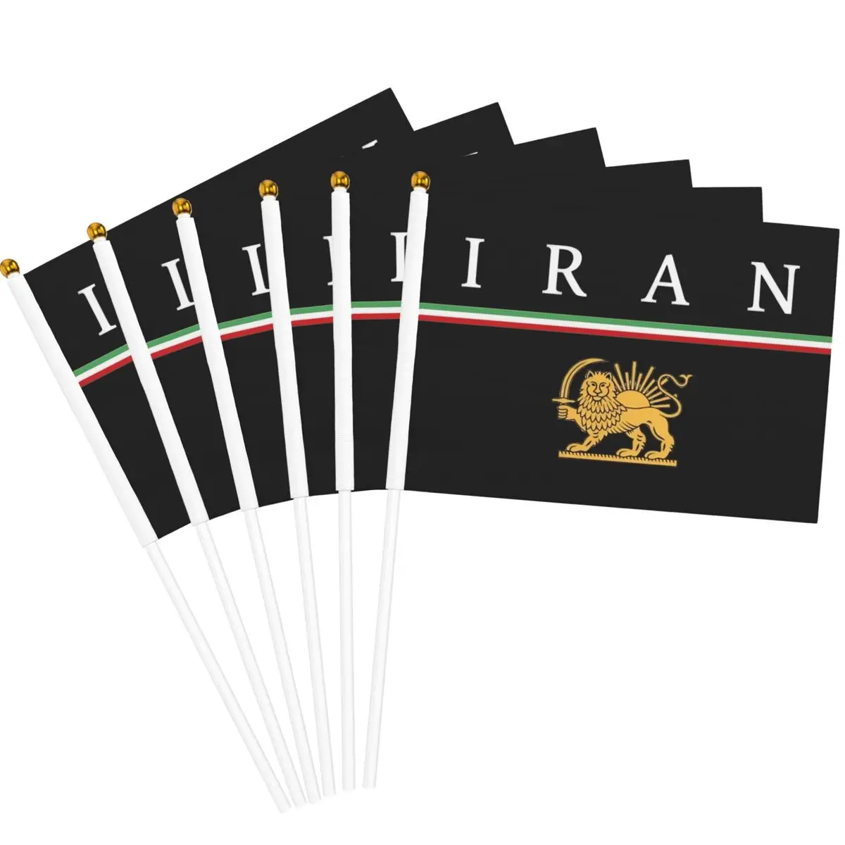 Pack of 10 5.5x8.3 Inch Iran Lion And Sun Iranian Flag Miga Flags on Stick Handheld Flags Design for Outside Decorations
