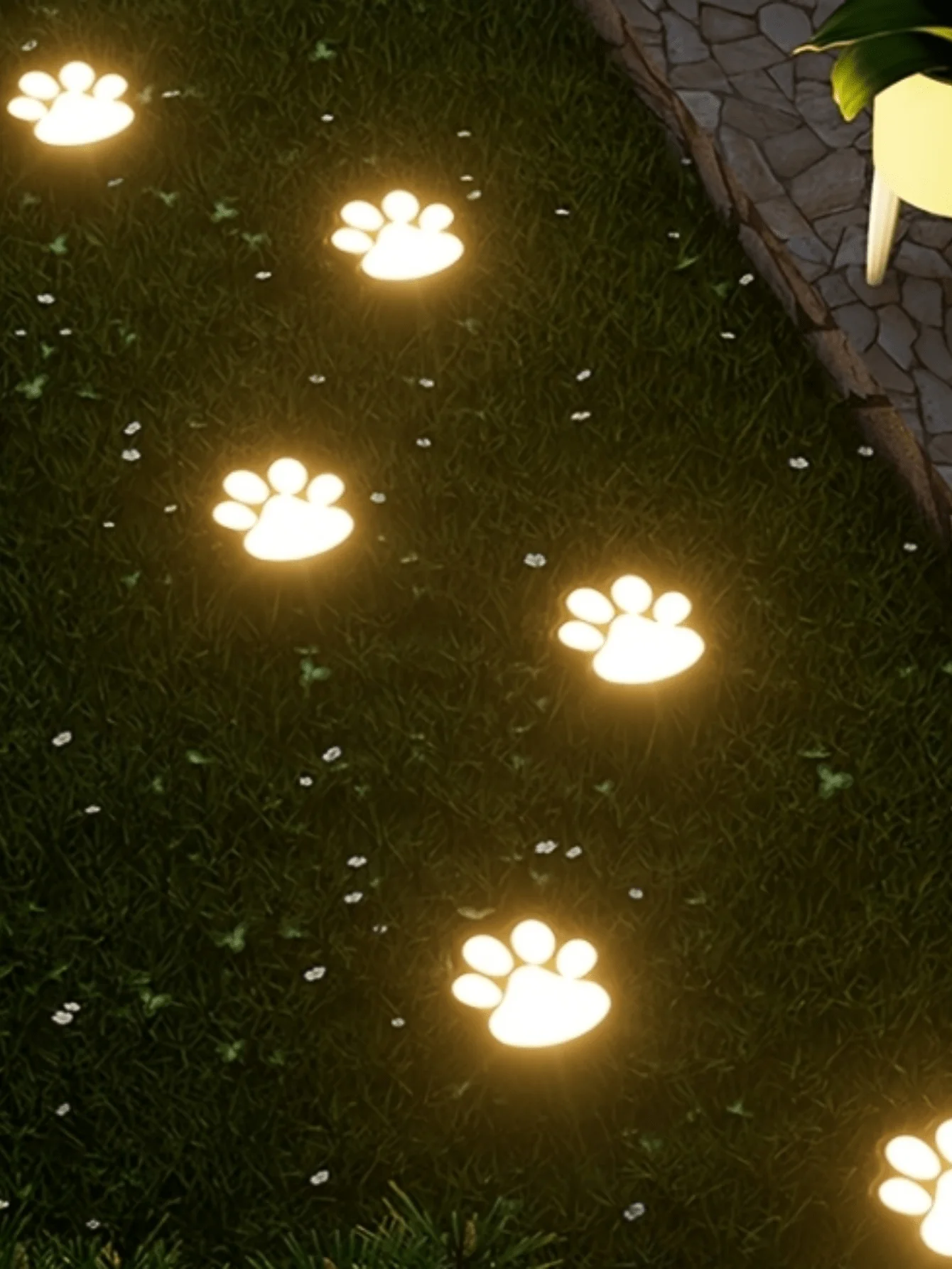 

[4pcs Solar Powered Dog Paw] Shenzhi Tech 4pcs Solar Waterproof Dog Paw LED Lights, Paw Print Solar Outdoor Lights With Smart Sensor, Landscape Lighting For Cats & Dogs, Garden, Yard & Pathway Decor, Weatherproof & Easy Install, Warm White/White LED, Ador