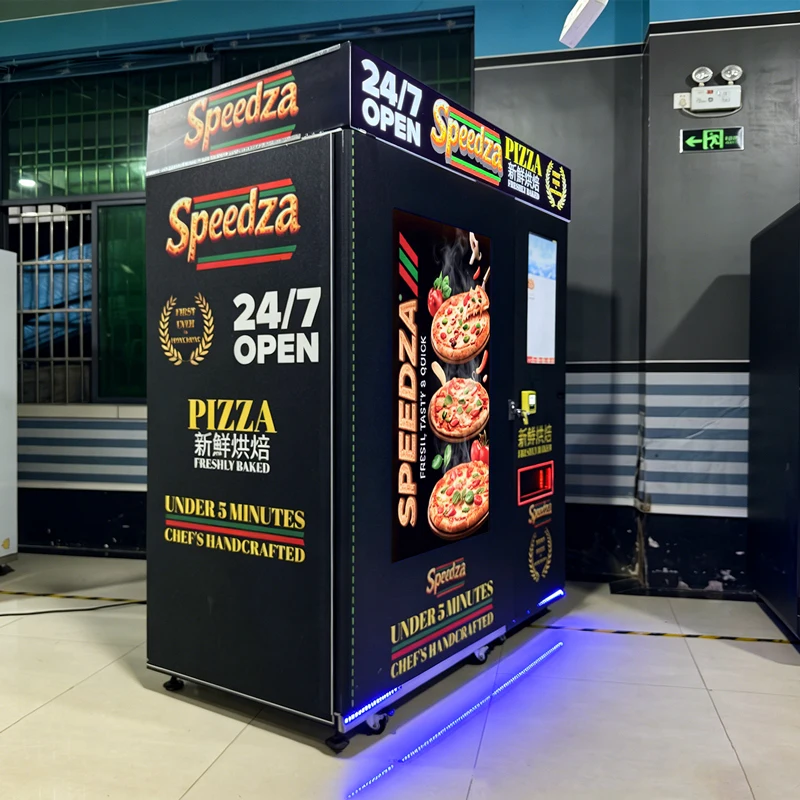 Outdoor commercial pizza vending machine, capacity 51, Wi-Fi support, multiple options to choose from, customizable coin toss