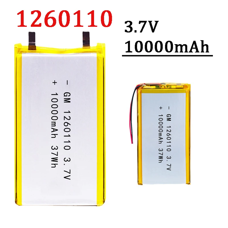 1-4PCS 3.7V 10000mAh 1260110 Polymer Lithium Battery Lithium Ion Battery For Power Bank GPS 100% Real Capacity