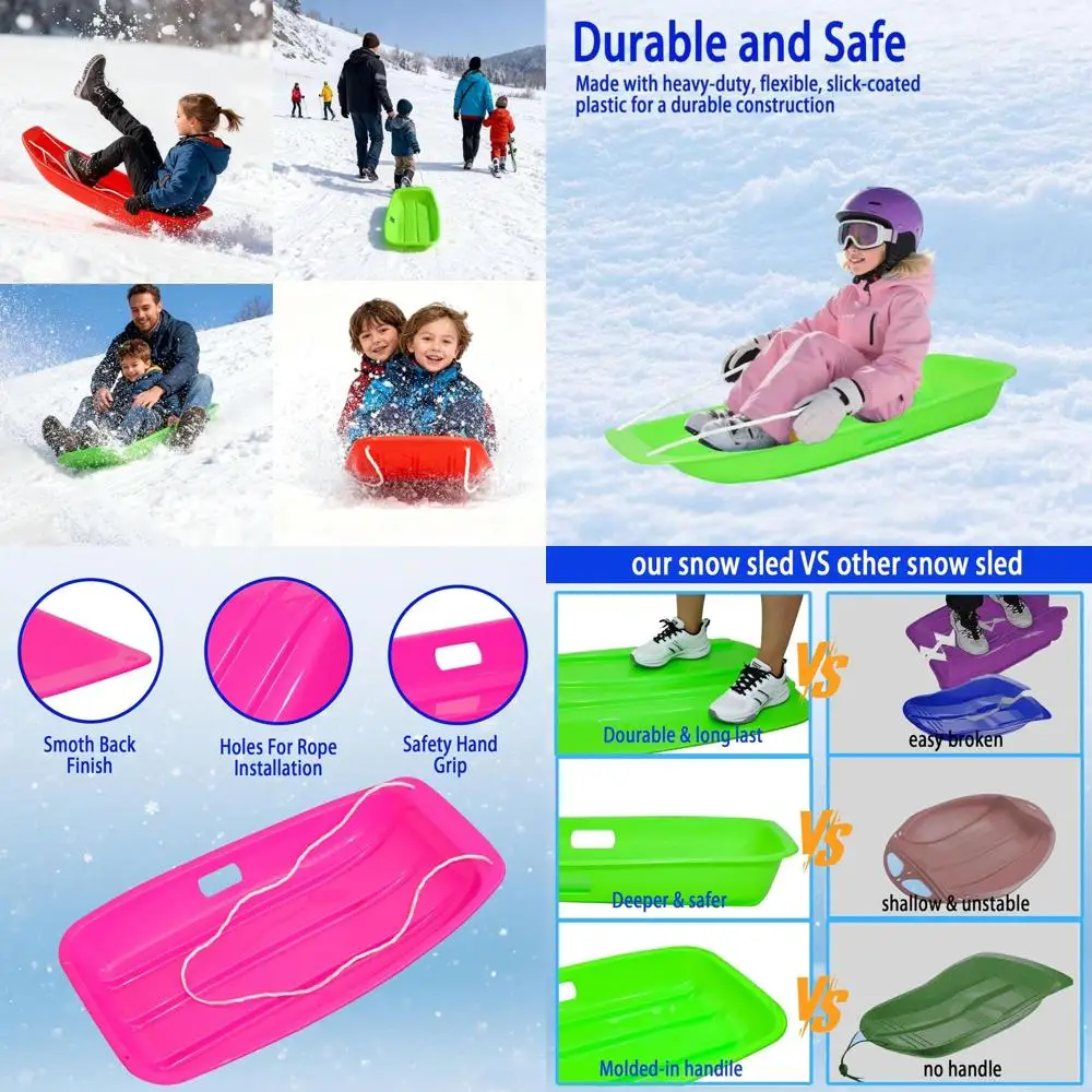 

Семейные санки-снегокаты – прочная, морозостойкая конструкция для 1-2 человек с тросом и ручками, 35 дюймов, для зимних приключений