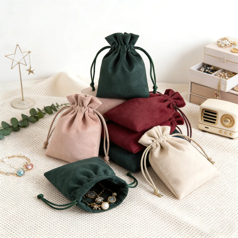 

10Pcs Drawstring Velvet Flannel Bag 10Pcs Small Jewelry Boutique Shopping Gift Storage Pouches for Earrings Bracelet Ring Brooch