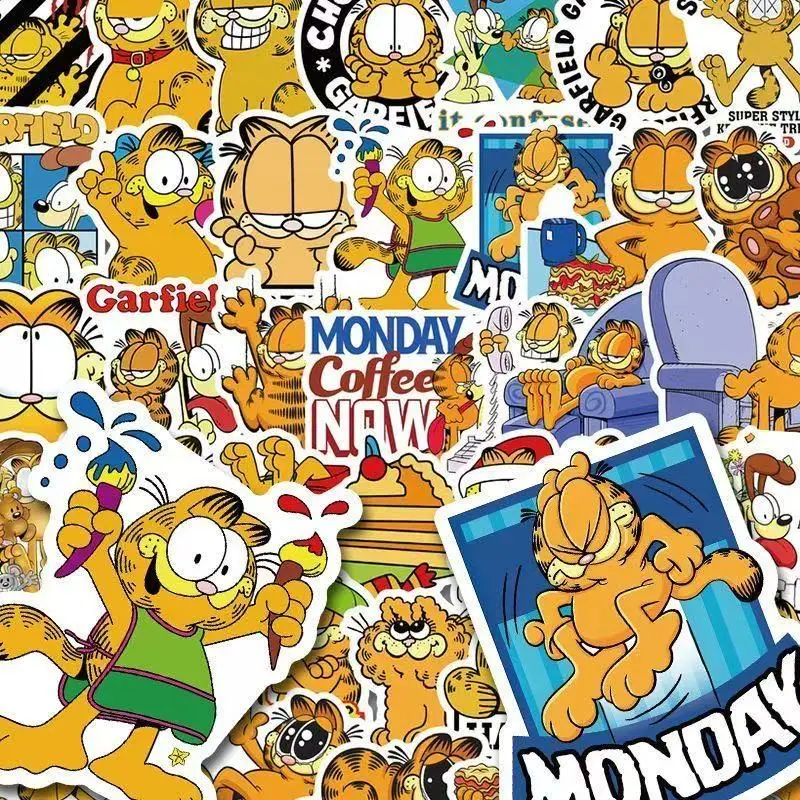 80Pcs Cartoon Garfield Stickers, Waterproof Vinyl Decals, DIY Decor for Water Bottle Laptop Luggage Skateboard Notebook