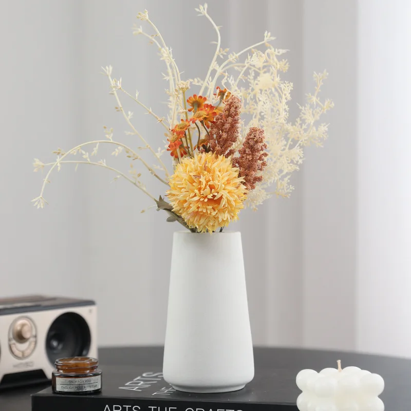 35CM Wheat Ear Chrysanthemum Bouquet Artificial Flowers Simulate Dried Flowers Advanced European Vintage Home Decor