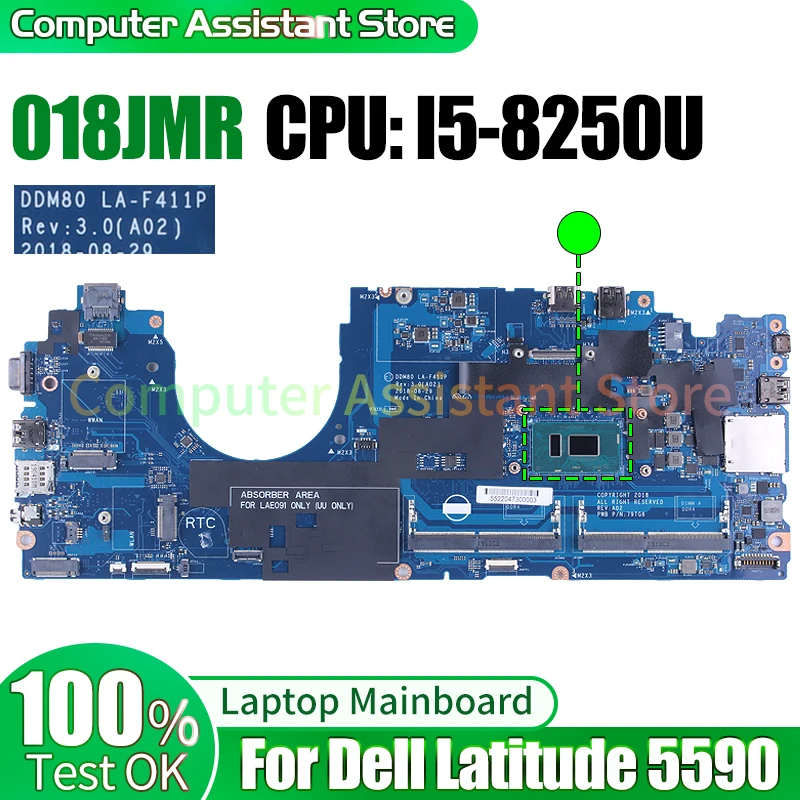 

For Dell Latitude 5590 Laptop Mainboard DDM80 LA-F411P 018JMR SR3LB I5-8250U 100％test Notebook Motherboard