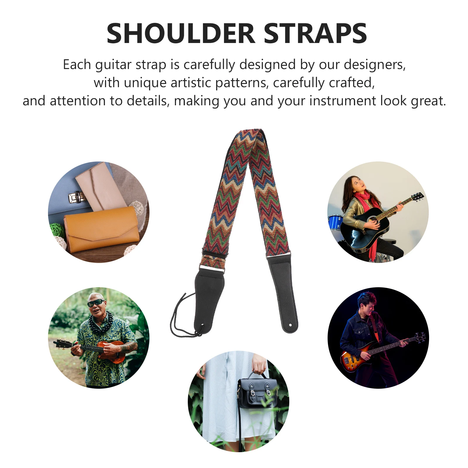 

Guitar Strap Accessory Decorative Wide Belt Adjustable Locks Waist Creative Ukulele