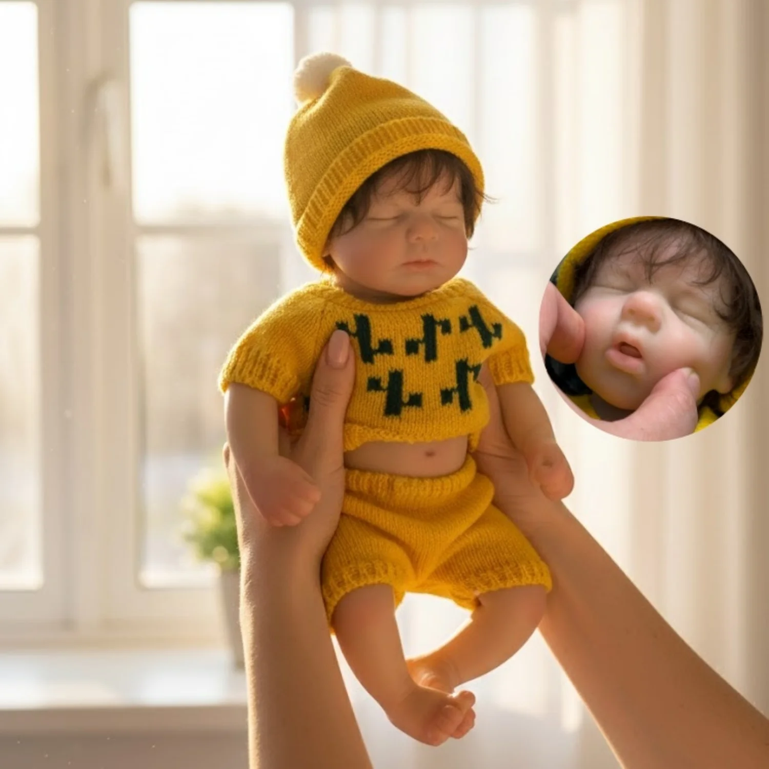 

AnjoDoll 13Inch Girl Loulou Open Mouth Silicone Reborn Doll Rooted Hair, Handmade Reborn Baby Doll Reborn Corpo De Silicone