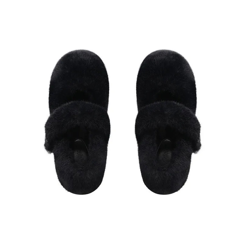 Large Size Winter Warm Furry Women's flats Cotton Lined Bean Bean Outdoor Wearable Slip-On round Toe Flat Heel Lofers