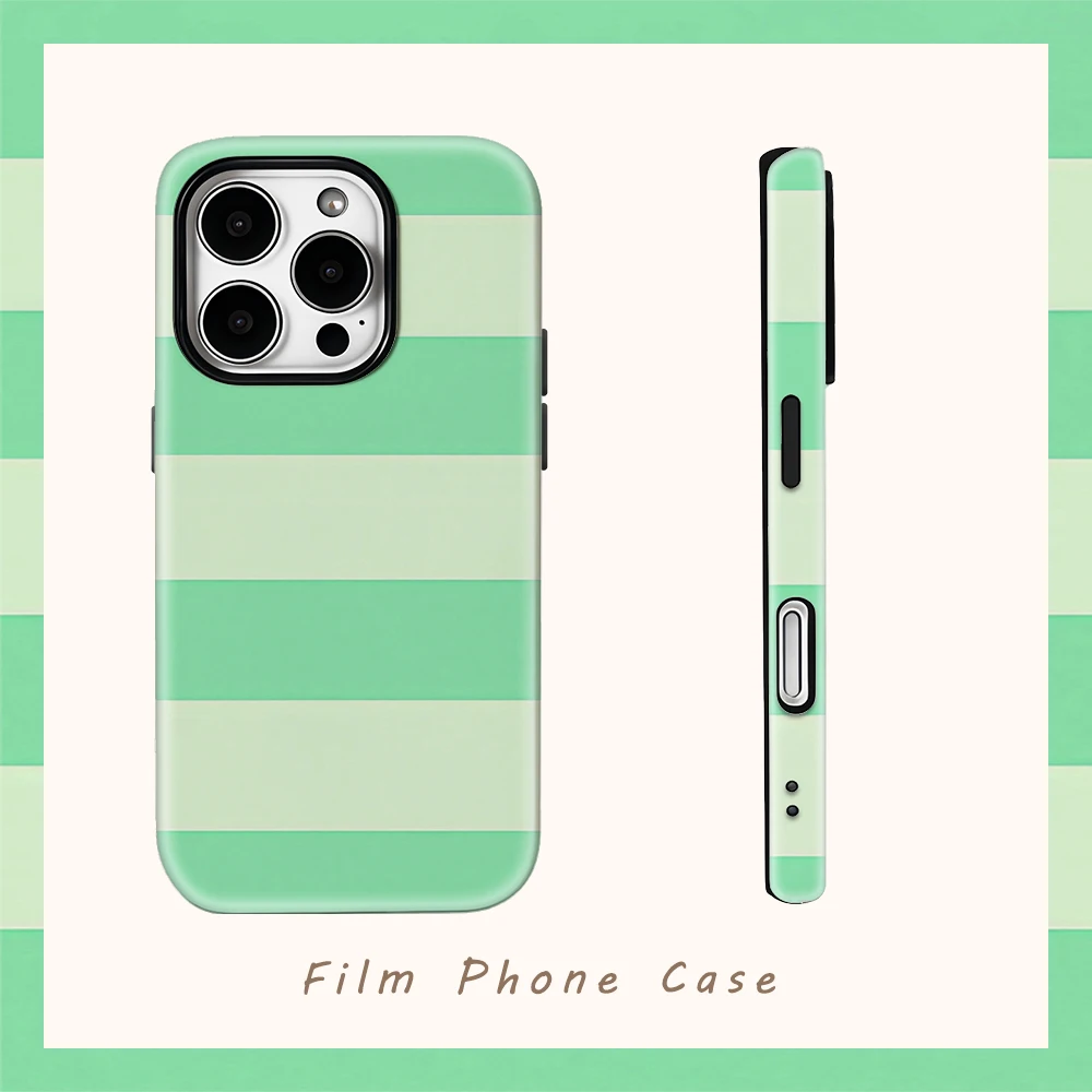 Funda de teléfono Green Lime Stripe Energy para IPhone 16 15 14 13 12 11 X XS XR XSMAX 7 8 Pro Max Plus contraportada de doble capa