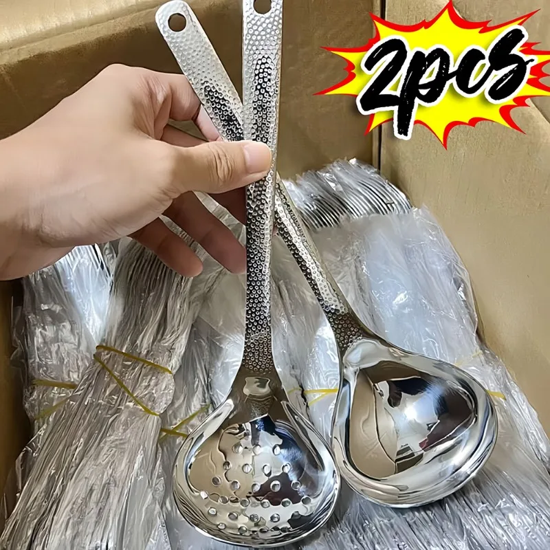 Stainless Steel Spoon Long Handle Leaky Spoon for Hot Pot Scoops Restaurant Eating Soup Scoops Kitchen Tableware Cooking Gadgets