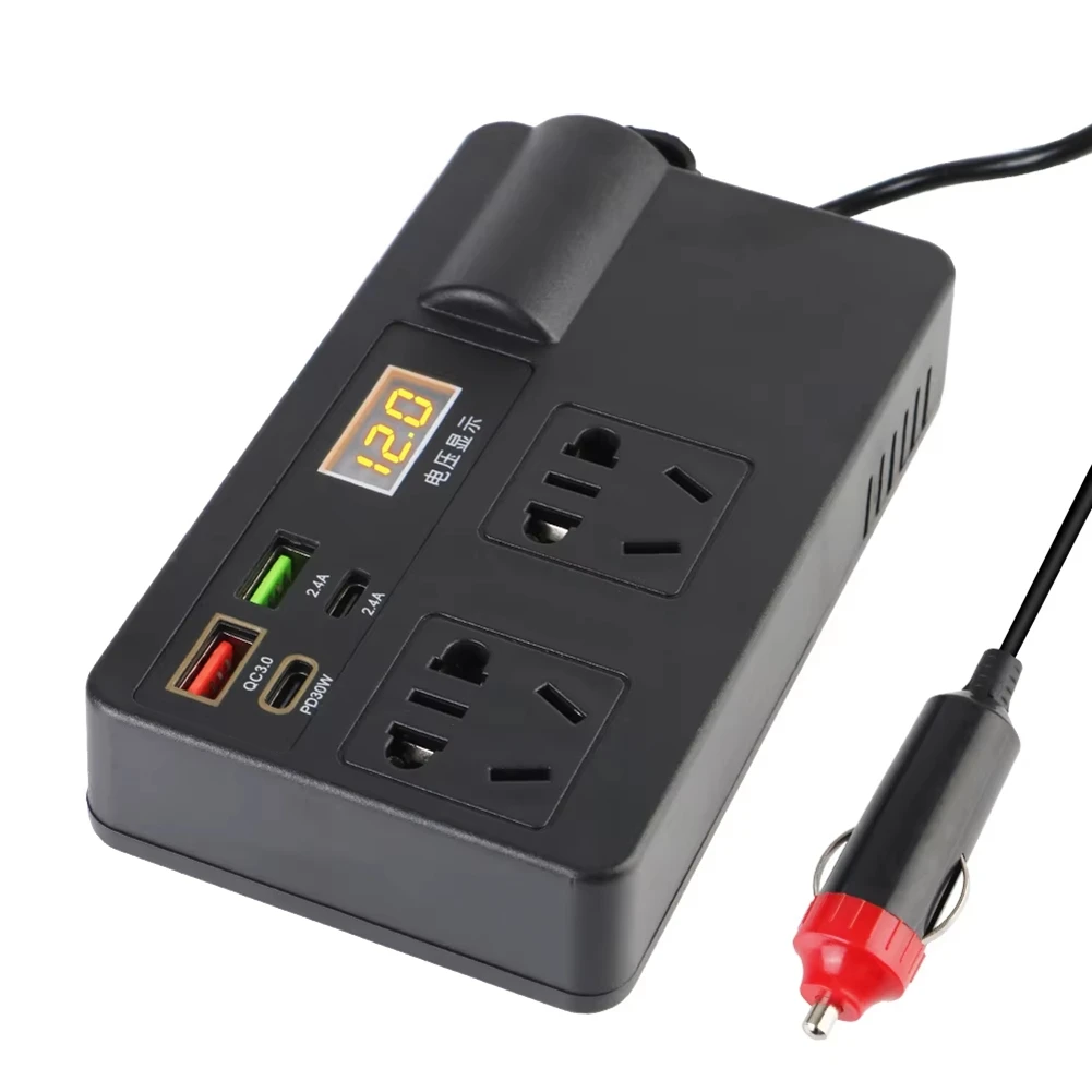Versatile 12V/24V 200W Car Inverter With Converter QC 3.0 USB, PD, Type-C Fast Chargers And Voltage Detection B-X67A