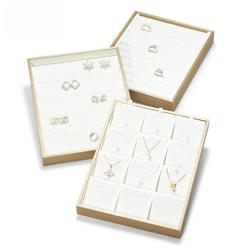 Velvet Jewelry Display Tray - Premium Ring Necklace Bracelet Organizer for Counter Showcase