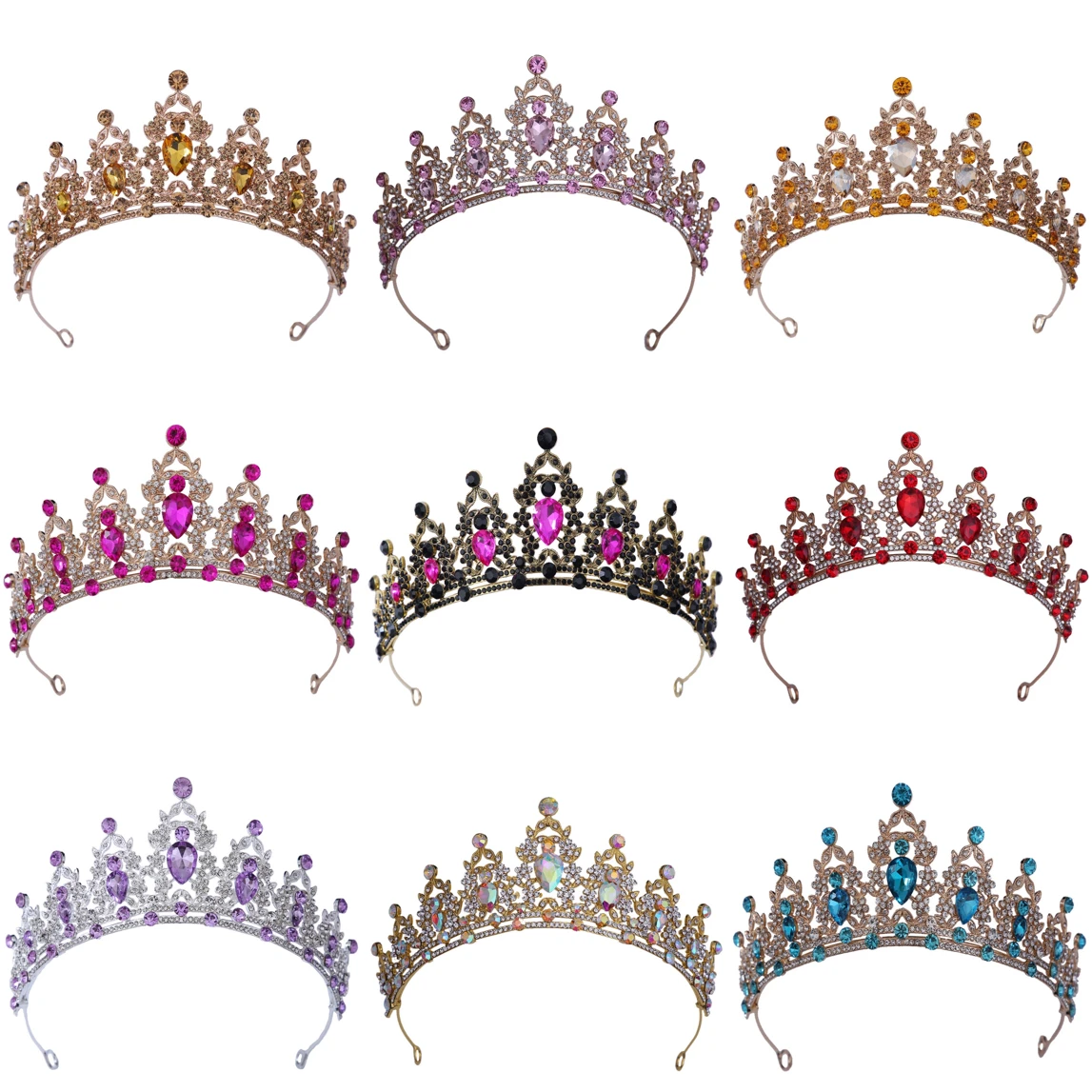 KMVEXO 18 Colors Princess Crystal Tiaras Crowns Headband Kid Girls Love Bridal Prom Crown Wedding Party Hair Jewelry Accessories