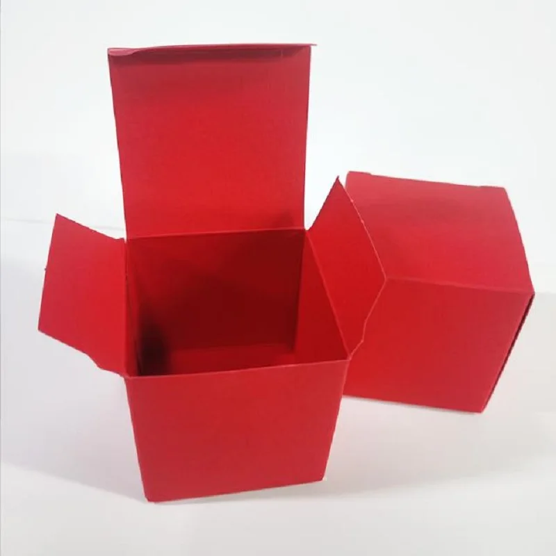 50Pcs Red Paper DIY Crafts Packing Box for Wedding Gift Soap Candy Packaging Small Perfume Bottle Foldable Pack Box