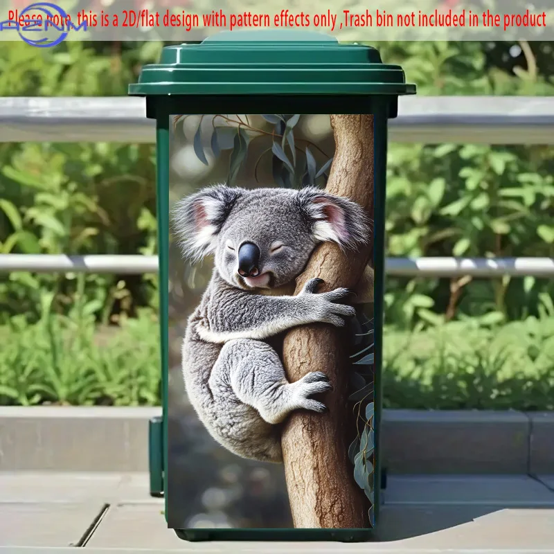 1pc 2D FLAT Self-Adhesive Dustbin Stickers, ×inch, Koala Sleeping on Tree 2D FLAT Dustbin Stickers. Suitable for Dustbins, Wal