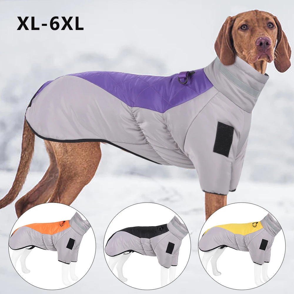 

Winter Large Dog Clothes Waterproof Big Dog Jacket Vest With High Collar Warm Pet Dog Coat Clothing For French Bulldog Greyhound