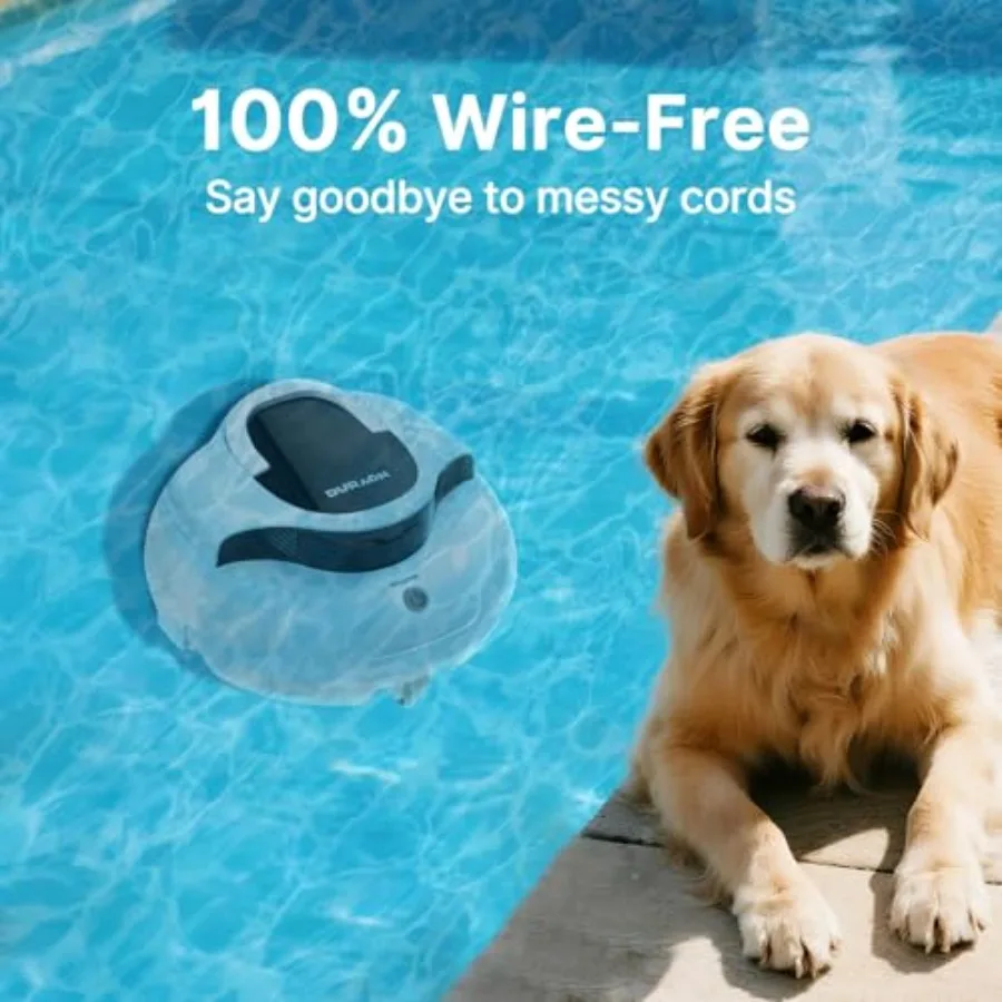 In-Ground Pool Cleaner: Dual Motor Cordless Robotic Vacuum Blue 150 Min Runtime Auto Parking Ultra-Quiet Energy Efficient Light view 4