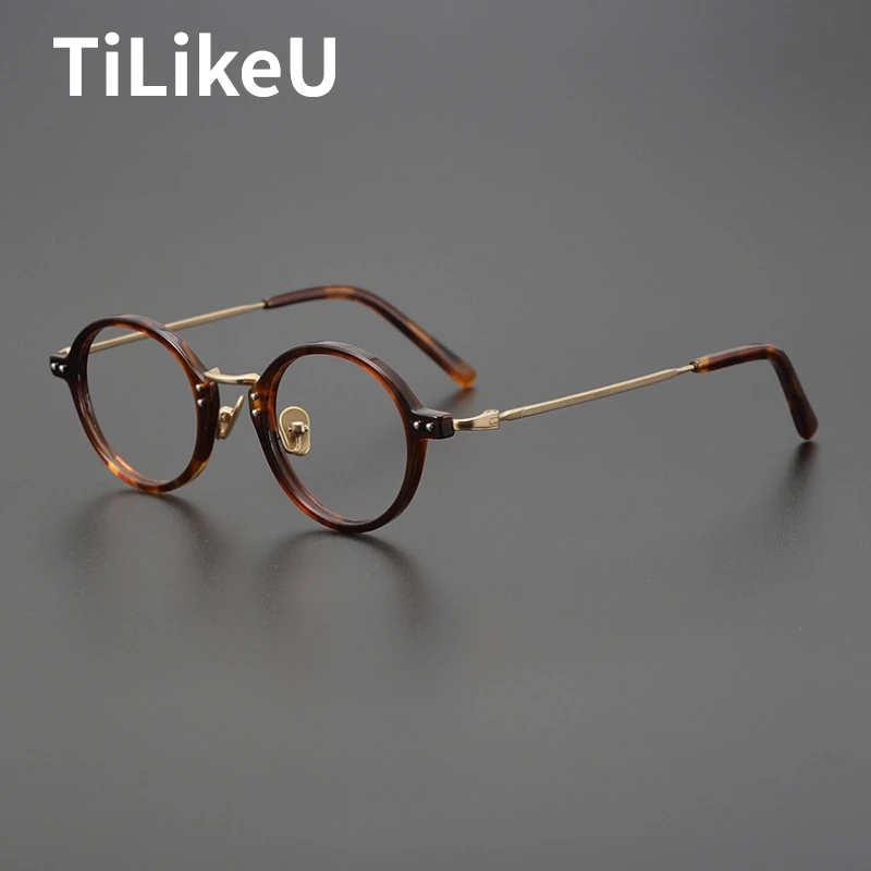 

Japanese Retro Acetate Pure Titanium Oval Bronze Eyeglass Frames Small Face Men Women Myopia Optical Prescription Glasses Frames