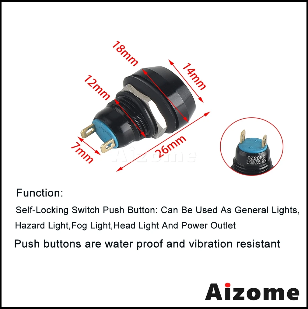12mm Universal Motorcycle Handlebar Control Self-Locking Switch Button Replace Accessories For Harley Street Sportster Softail