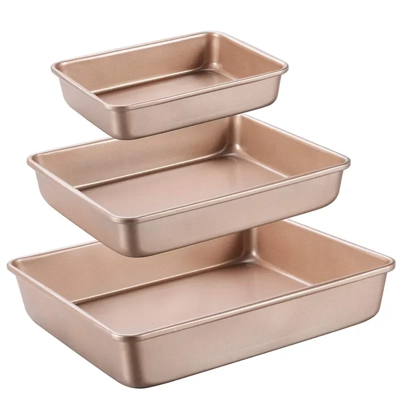 Thicken Carbon Steel Golden Baking Tray Nonstick Square Oven Cake Bread Pastry Pans Biscuits Bakeware Mold Kitchen Cooking Tools