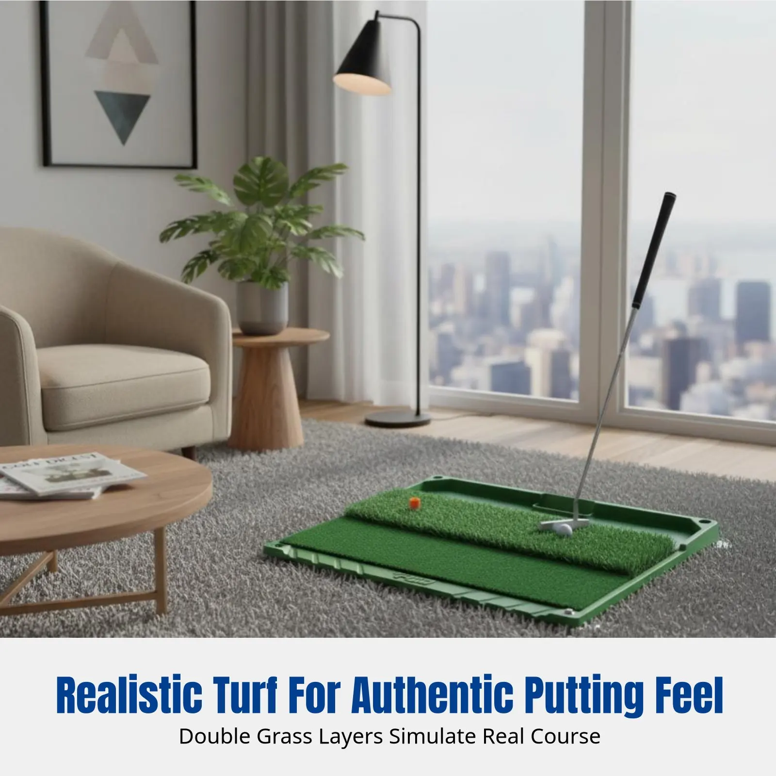 

Коврик для гольфа для тренировок в помещении, тренировочный коврик с ти-боксом, мягкая основа, реалистичное покрытие, для отработки ударов и чипов.