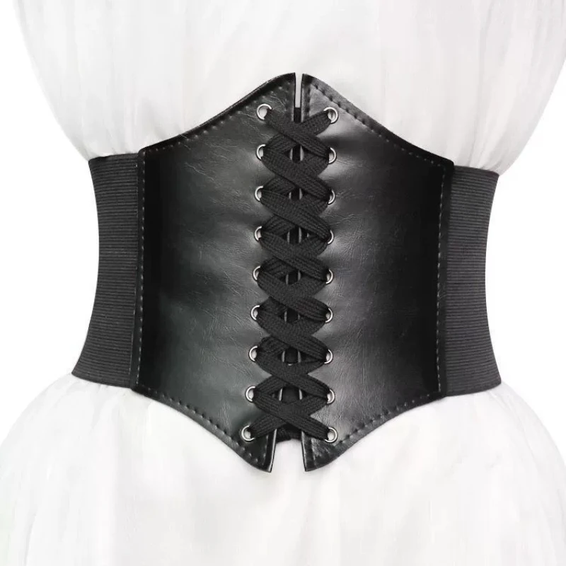 Ceinture brodée rose avec jupe pour femme, ceinture large, ceinture élastique, décoration rétro française, noir à la mode