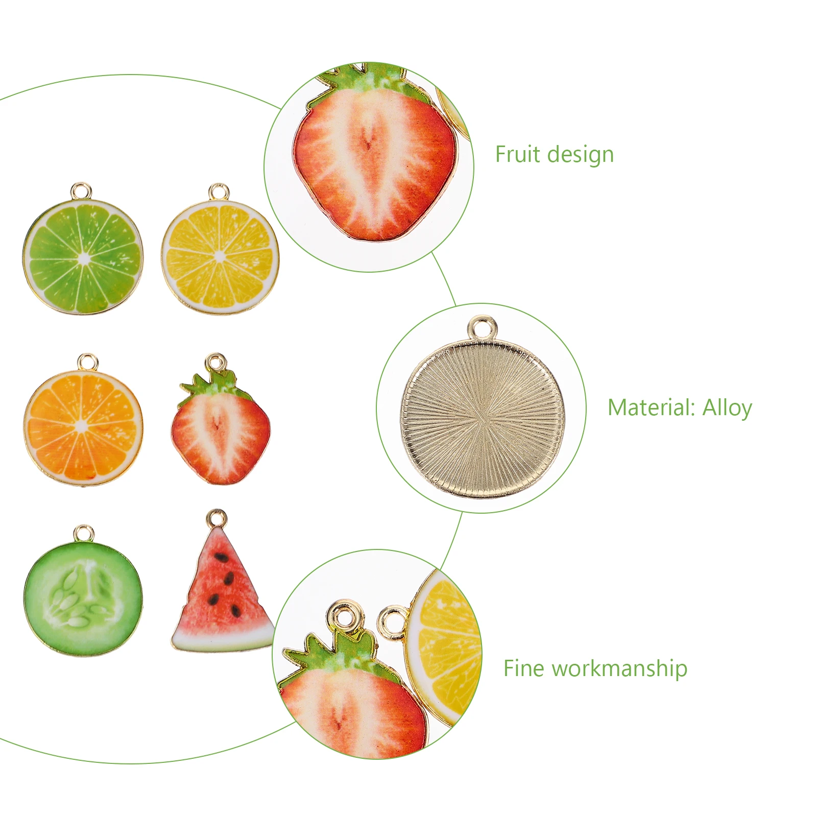 

24 шт., подвески из сплава в фруктовом стиле, креативные ювелирные изделия «сделай сам», подвески, брелок, серьги, аксессуары, легкие декоративные для сумки