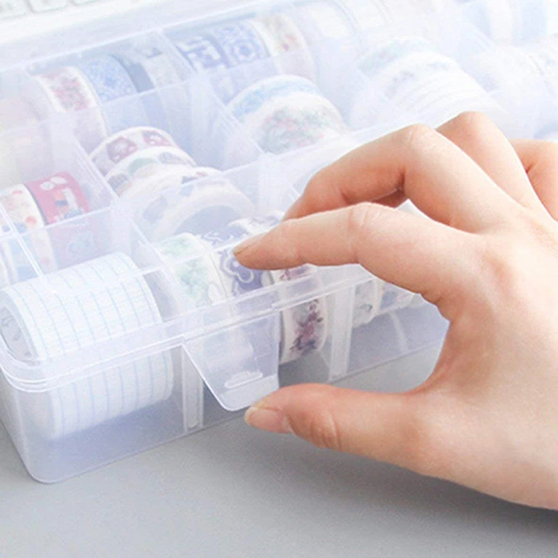 15 Grids Plastic Storage Box Desktop Tape Storage Transparen Case For Stickers Beads Earring Jewelry Making Craft Organizer