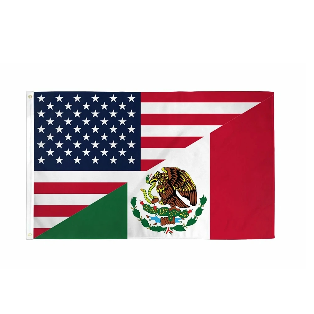 

USA American Mexico Combination Diagonal 2x3ft 3x5ft Polyester Flag Banner