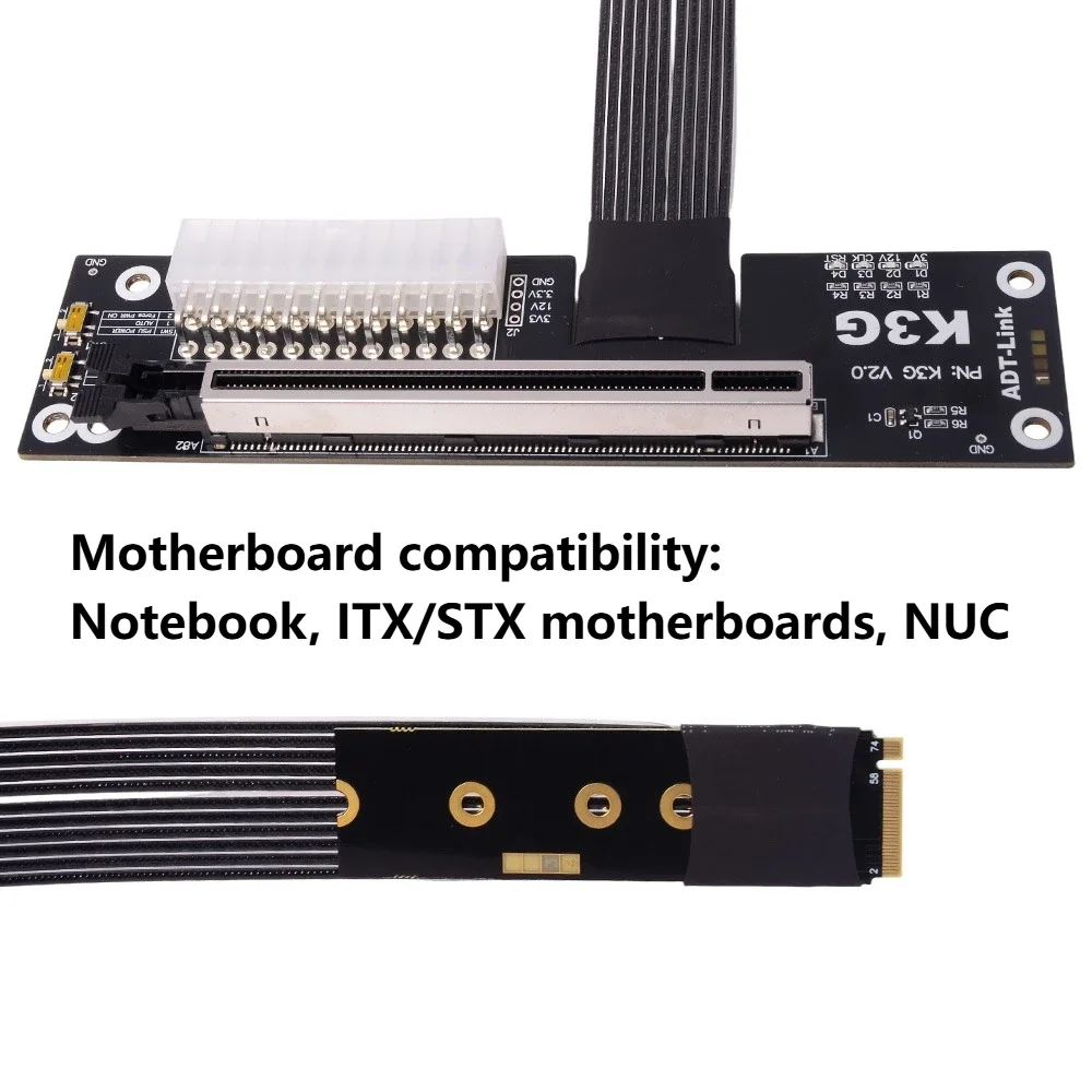 PCIe 5.0 X4 M.2 NVMe To PCIe X16 External GPU Dock ADT K3G Laptop EGPU Adapter for Notebook NUC ITX STX External Graphics Card