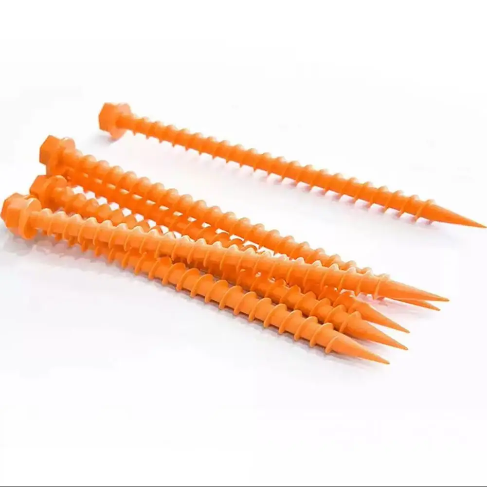 

6Pcs 26.6CM Screw-in Tent Stake Canopy Windproof Ground Spike Plastic Tent Peg Wind-resistant Tent Pegs Camping Stakes
