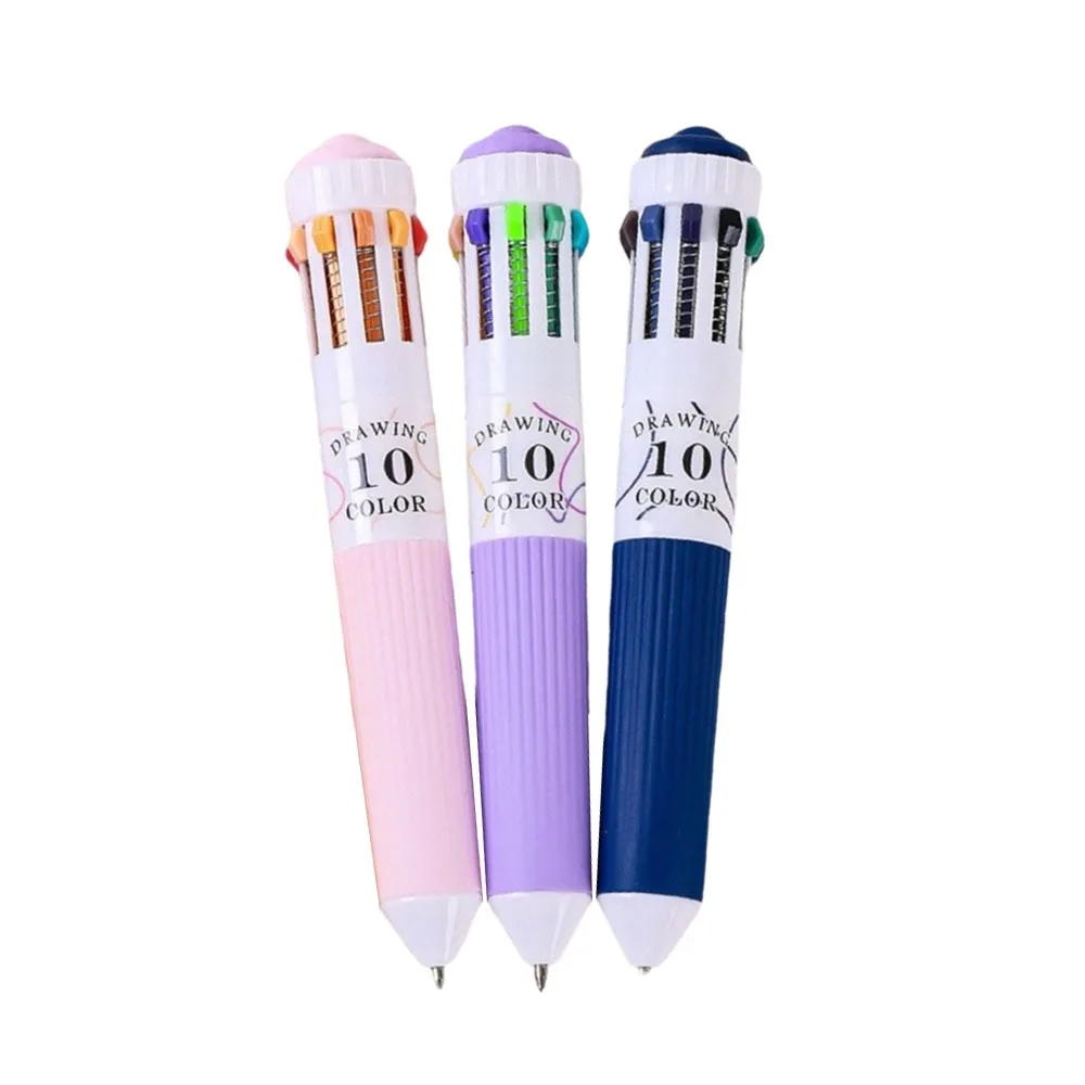 3Pcs/Box 10 Color Drawing Ballpoint Pen Retractable 0.8mm Ballpoint Pens Colorful Multicolor Pens for Painting Study Marking