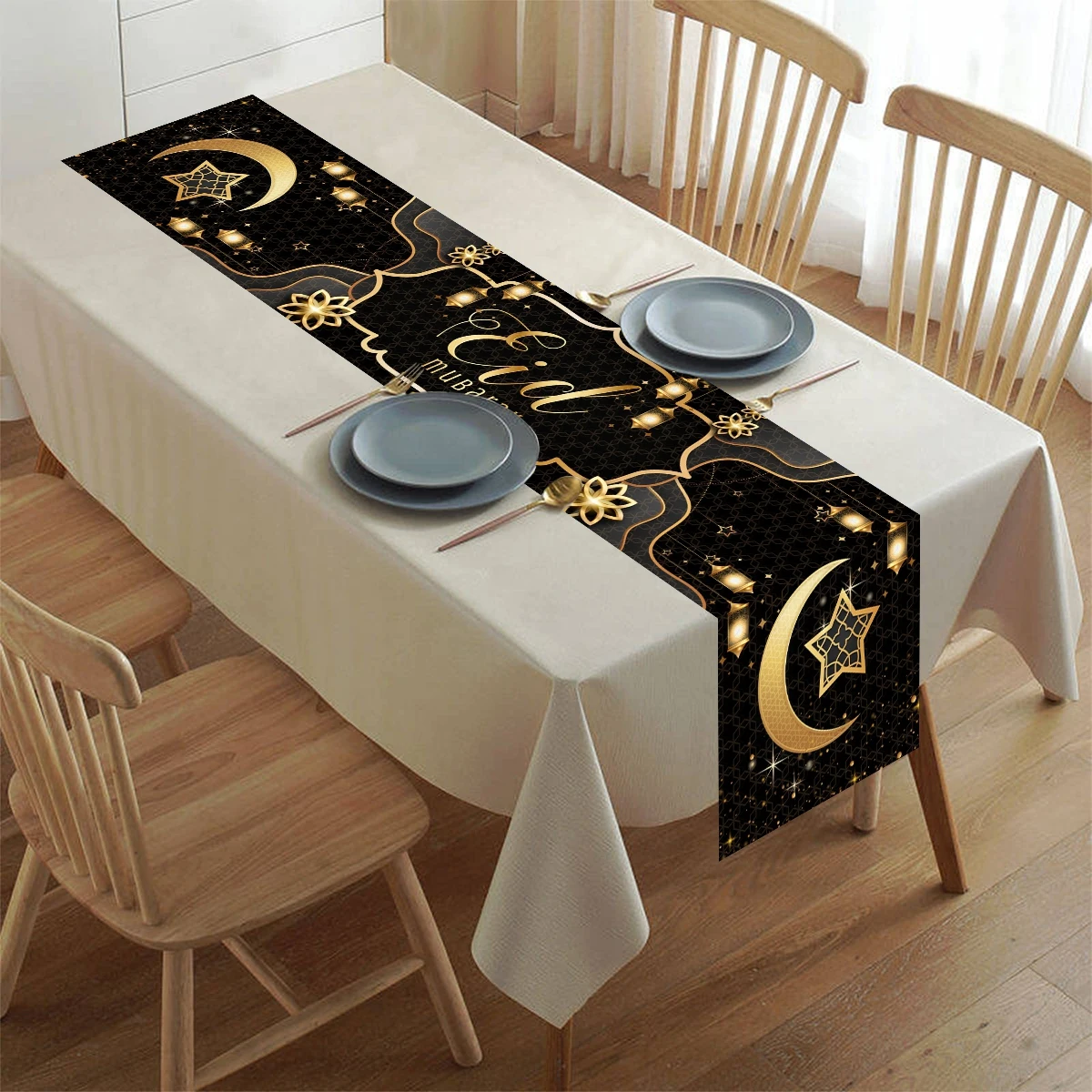 مفرش طاولة عيد مبارك ديكور رمضان لطاولة المطبخ المنزلية 2026 رمضان كريم لوازم الحفلات الإسلامية عيد الأضحى #5