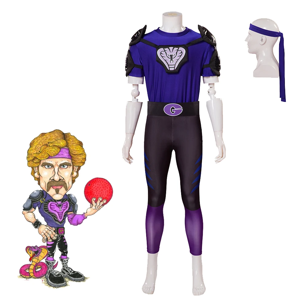 

Movie Dodgeball White Goodman Cosplay Costume Purple Cobra Outfits Adult Sportswear Suit Halloween Party Party Uniform