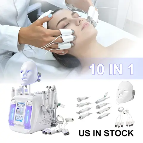 AOKO Newest Facial Cleansing Machine 10 in 1 Skin Care Tool Hydro H202 Water Hydrogen Oxygen Deep Cleaning Abrasion Device