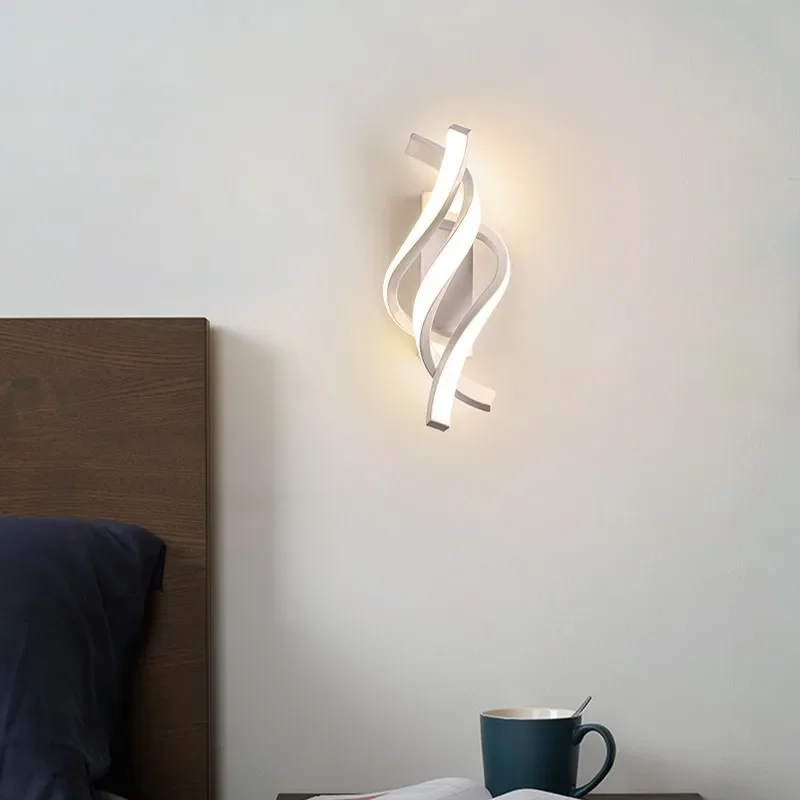 

LED wall lamp, simple white room bedroom bedside wall lamp, personalized creative staircase aisle lamp, dimmable room decor