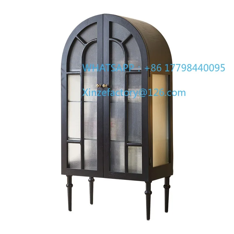 

Настраиваемый винтажный французский арочный шкаф-витрина из массива дерева со стеклянными дверцами для дома и гостиной