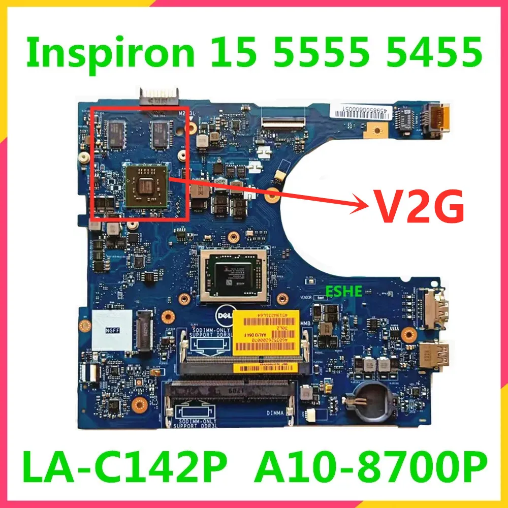 สำหรับ Dell Inspiron เมนบอร์ดแล็ปท็อป15 5555 5455 5755ที่มี A4 A6 A8เมนบอร์ด LA-C142P AAL12 CPU A10 100% การทดสอบอย่างสมบูรณ์